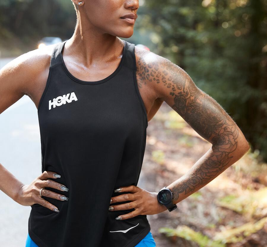 Hoka One One Performance Tank Top Dam - Svarta - EYKNP-8943